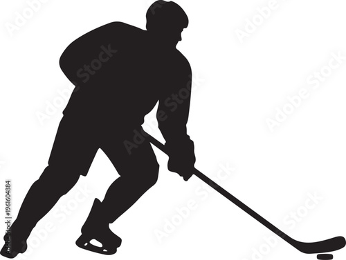 Photography Ice Hockey Silhouette Player Action Winter Sports Vector Illustration
