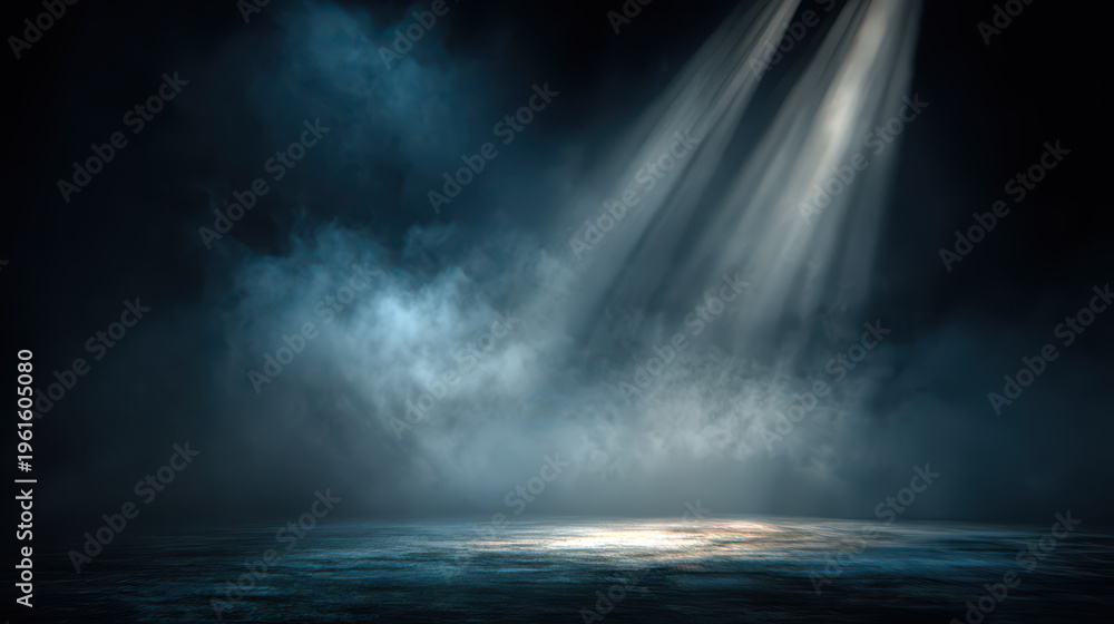 Obraz premium dramatic ocean scene with sunbeams piercing through clouds