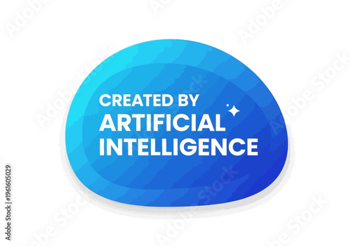 Artificial Intelligence Created Badge with Sparkles and Gradient Blue Background