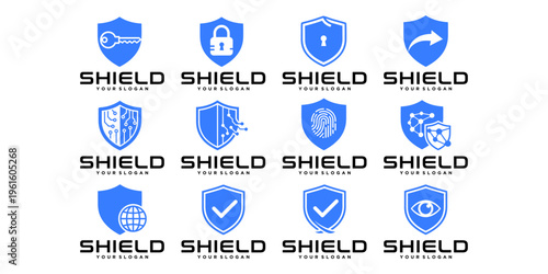 Modern security shield logo collection with versatile concepts, perfect for digital safety, network protection, and technology-based businesses.