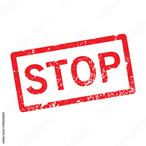 Rectangular STOP stamp with rough edges. Ideal for labels, warnings, and bold graphic statements.