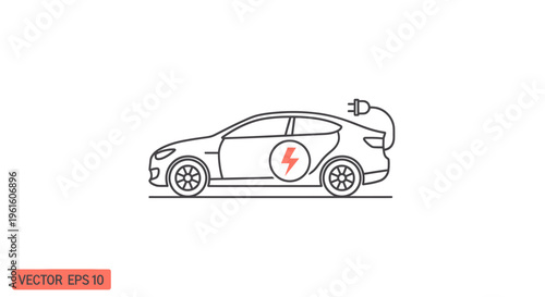 Electric car charging icon, clean energy vehicle, sustainable transport, eco-friendly concept