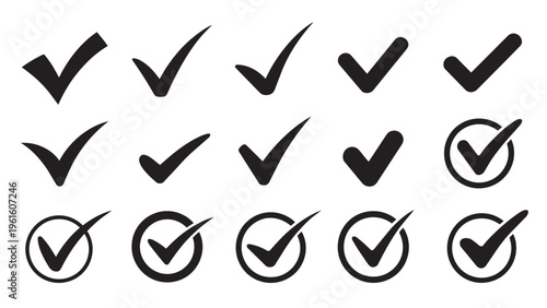 Collection black tick symbol design