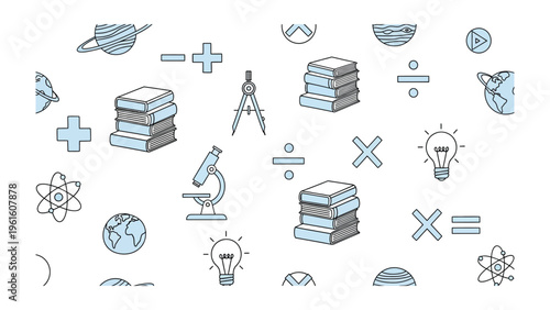 Academic Scribbles: A tapestry of education symbols, meticulously illustrated, offers a playful yet studious backdrop, perfect for educational themes.