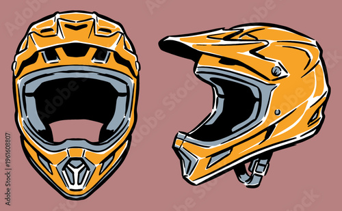 Ride hard stay safe. Offroad gear graphic print. Extreme enduro helmet design for t-shirt print, poster, sticker, decal, and adventure sport club.