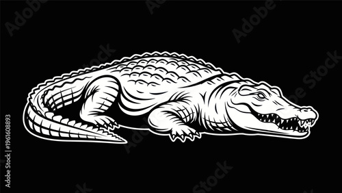 Foto Alligator illustration on black background
