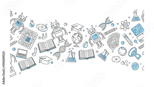 A Symphony of Science and Technology: A captivating illustration showcases a harmonious blend of scientific elements and technological innovations. 