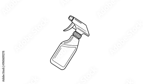 Spray bottle outline vector icon with trigger nozzle minimal line design for cleaning and hygiene isolated on white background EPS10