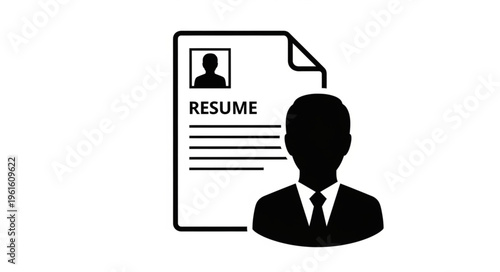 Resume and Professional Silhouette - Job Application and Career Opportunities Illustration.