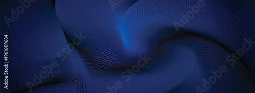 Abstract blue warped line background with twisted flowing curves and 3D gradient depth for luxury technology wallpaper, banner or presentation