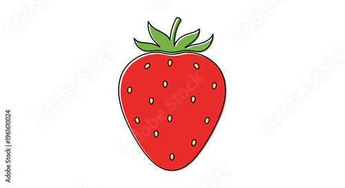 Red Strawberry Fruit Cartoon Illustration.