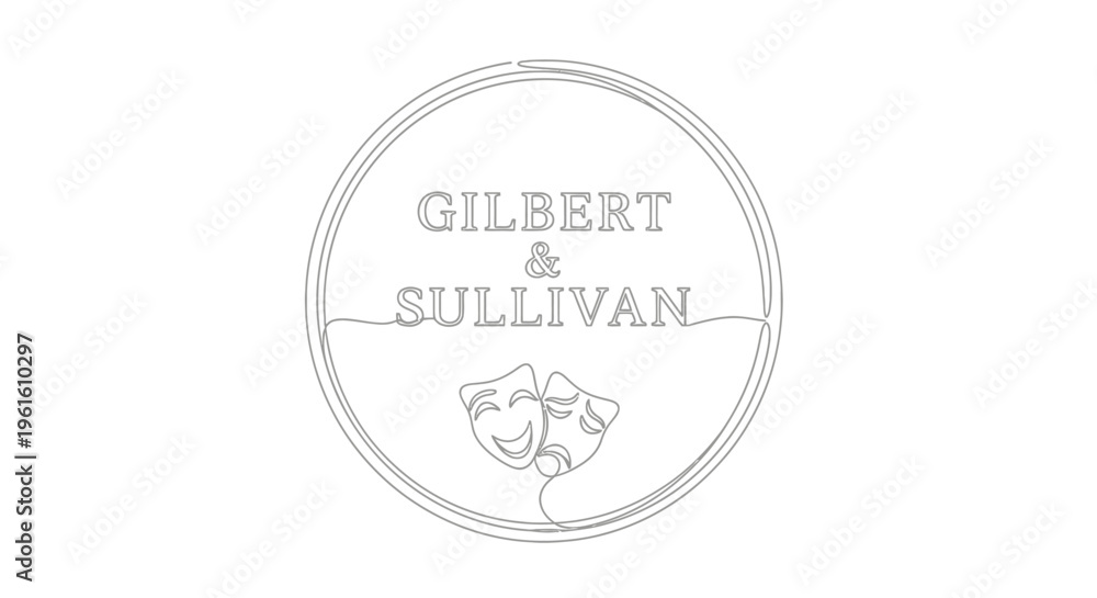 Obraz premium Gilbert & Sullivan Logo with Comedy and Tragedy Masks