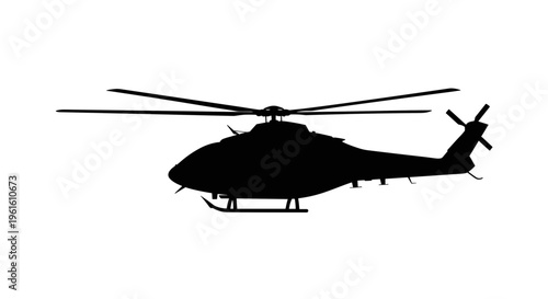 Silhouette of Helicopter in Flight.