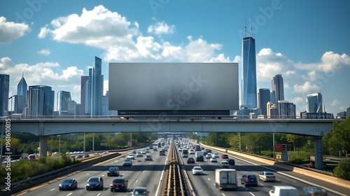 mockup billboard background traffic in the city