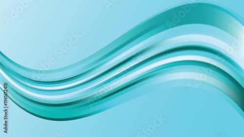 Abstract cyan teal gradient wave background with smooth flowing curves 