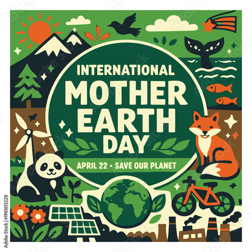 International Mother Earth Day Flyer Promoting Environmental Protection and Sustainability