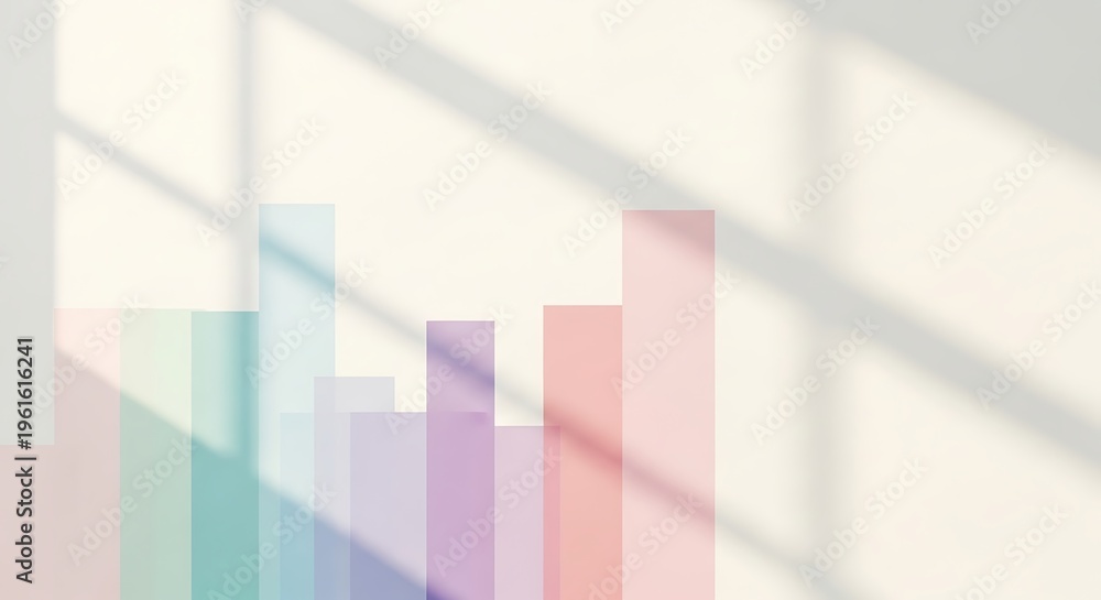 Fototapeta premium Colorful Abstract Bar Graph Overlayed on a Textured Wall With Natural Light Shadows