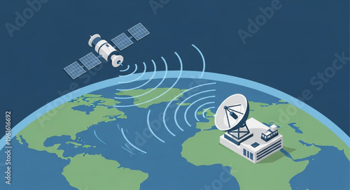 Satellite Communication - Transmitting Signals to Earth Station.