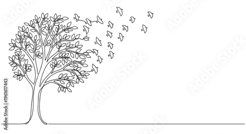 Tree Dissolving into Birds