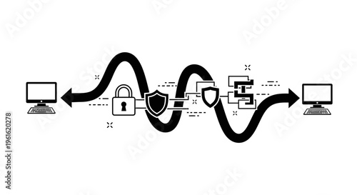 cyber security protection concept with shield and lock