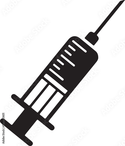 Medical syringe illustration with needle and dosage markings for healthcare and medical design projects
