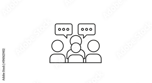 Group Discussion Icon - People Sharing Ideas and Communicating Together.
