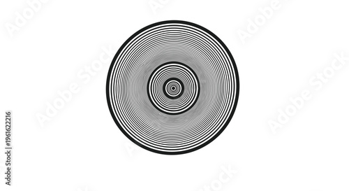 Black and white optical illusion pattern with concentric circular lines creating a hypnotic and psychedelic visual effect.