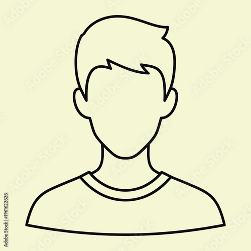 Minimal line of a faceless man line minimal simple black lines pale yellow background style