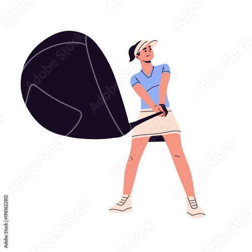 Flat vector of athletes playing sports golf. dynamic poses, balls, and equipment in a modern minimal style. Perfect for sports apps, fitness content, educational materials, and active lifestyle 