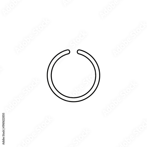 Minimal Black Open Circle Outline Icon on Isolated White Background