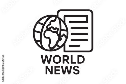 World news line icon with globe and newspaper vector illustration.