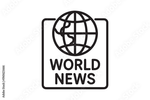 World news line icon with globe and newspaper vector illustration.