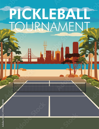 San Francisco Pickleball Tournament Template Vector Illustration