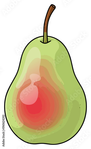 Illustration of a Decaying Pear with a Dark Spot.