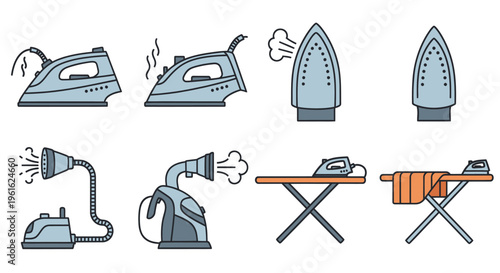 Collection of Irons and Ironing Boards: Steam, Modern, and Traditional