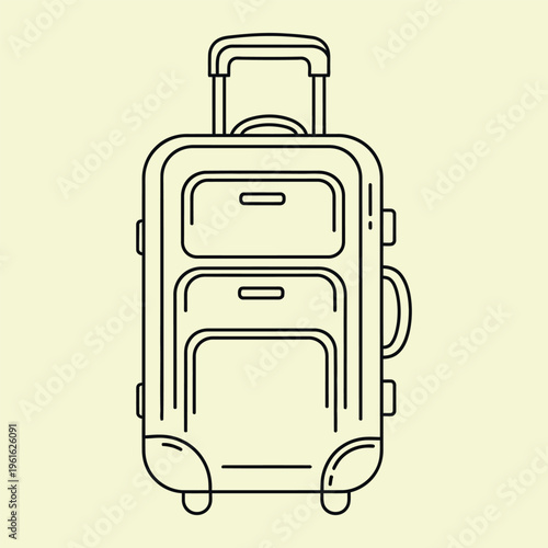 Minimal line of a two tier wheeled luggage suitcase travel line minimal black lines