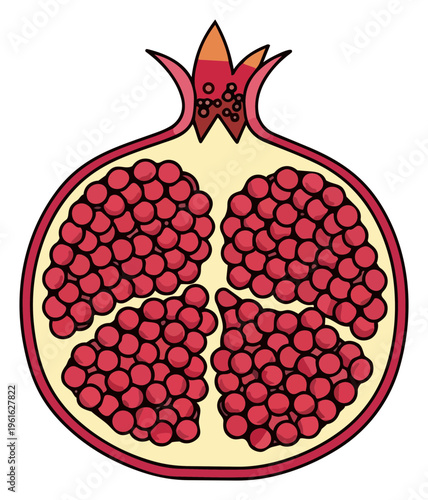 Vibrant Pomegranate Slice A Colorful and Detailed Illustration.