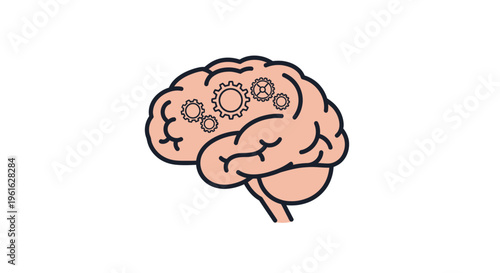 Brain Mechanics: Gears Turning Inside Human Mind, Symbolizing Thought Process & Cognitive Function