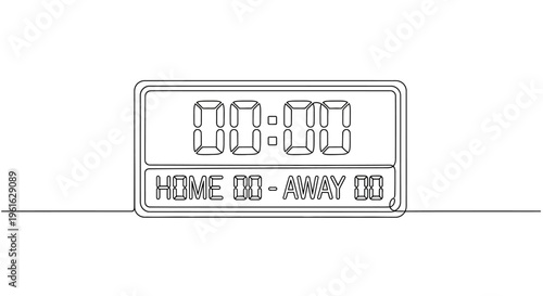 Digital Scoreboard Zero Zero Score Line Art Drawing