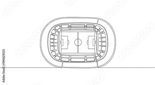Minimalist Football Stadium Drawing - Outline Top View