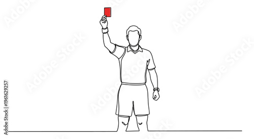Soccer Referee Holding Red Card, Sports Penalty, Game Foul, Referee Decision