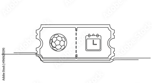 Soccer Game Ticket Icon with Calendar and Clock