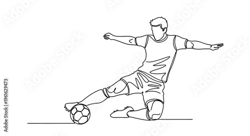 Soccer Player Kicking Ball Dynamic Line Art