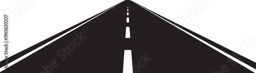 Asphalt road stretching into the distance on white background