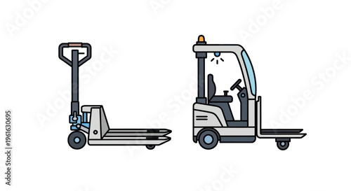 Forklift and Pallet Jack Vector Icons: Warehouse, Logistics, Delivery & Transport