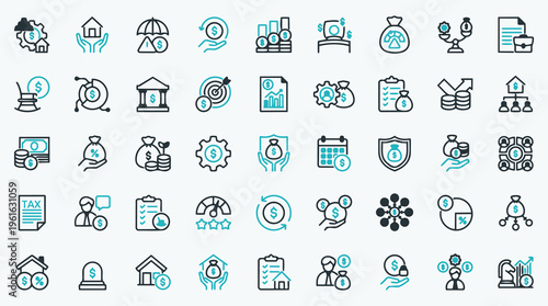 Financial Services and Real Estate Investment Icon Collection