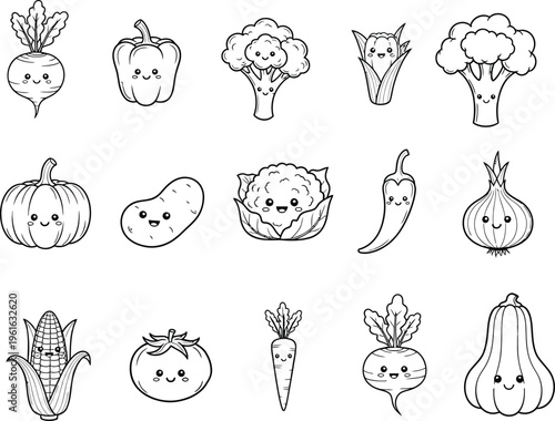 A variety of vegetables illustrations