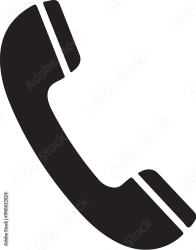 Black telephone receiver icon, phone symbol, communication sign, vector graphic