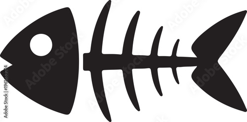 Simple stylized fish icon with open mouth and eye isolated for use in graphic design projects and digital illustrations