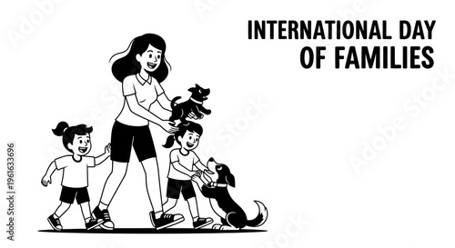 Lively Family Fun Retro Cartoon Vibes with Beloved Pet